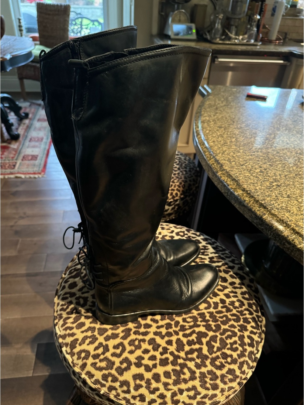 Black Women's Tall Riding Boots purchased at Holt Renfrew 37.5 made in Italy